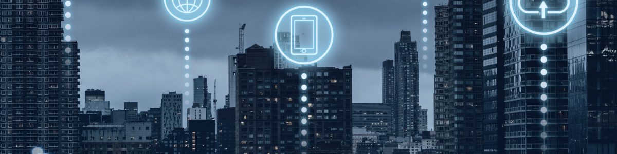Futuristic smart city with 5G global network technology